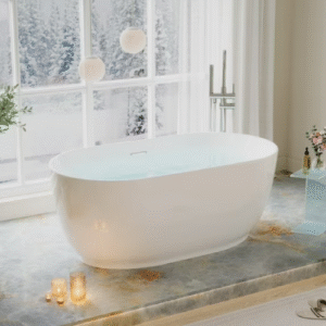 Acrylic Freestanding Bathtub Contemporary Soaking White Tub